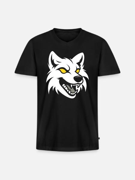 wolf - Men's Premium Organic T-shirt with V-neck - black