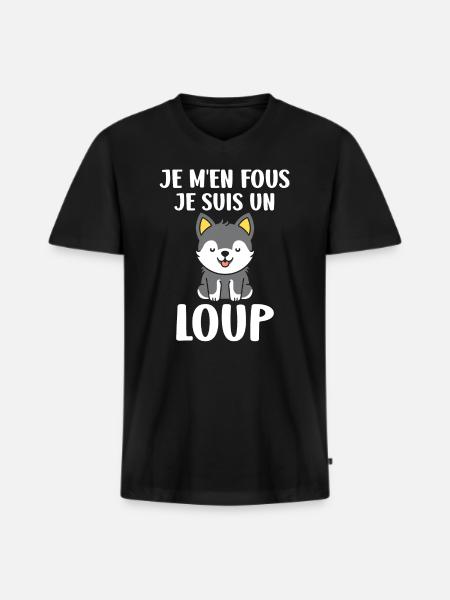 Humour loup - T-shirt encolure en V Premium bio Homme - noir
