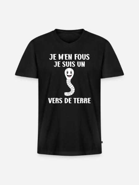 Humour ver de terre - T-shirt encolure en V Premium bio Homme - noir