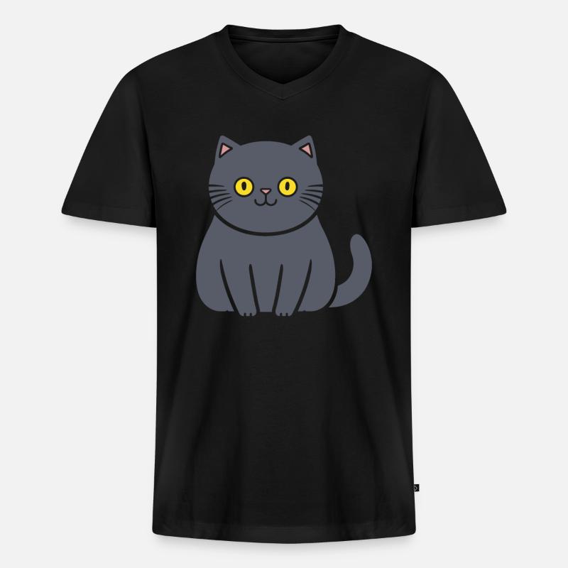 Chartreux kleine Katze - Männer Premium Bio T-Shirt mit V-Ausschnitt - Schwarz