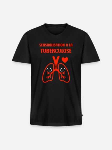 Sensibilisation à la tuberculose - T-shirt encolure en V Premium bio Homme - noir