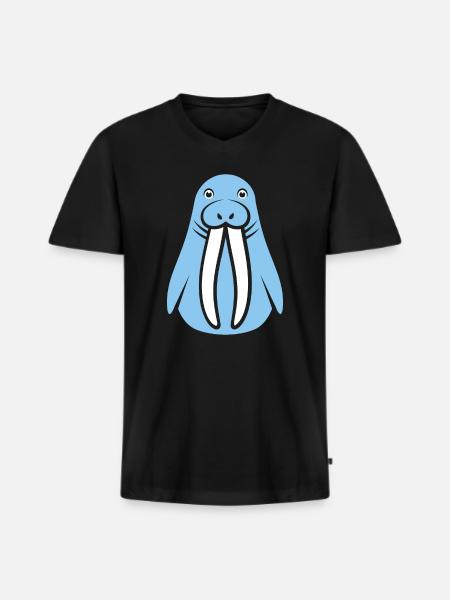 Walrus - Men's Premium Organic T-shirt with V-neck - black