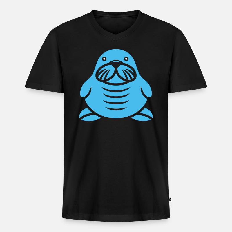Walross - Männer Premium Bio T-Shirt mit V-Ausschnitt - Schwarz