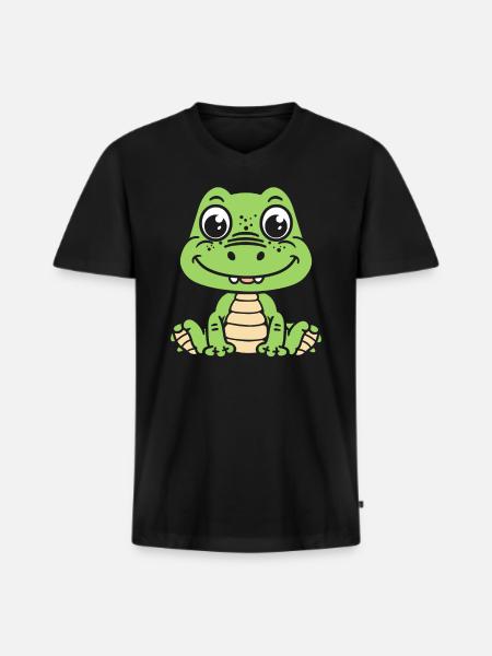Crocodile - T-shirt encolure en V Premium bio Homme - noir
