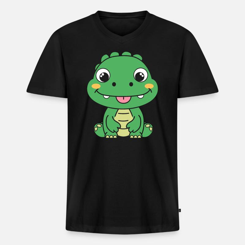 Krokodil - Männer Premium Bio T-Shirt mit V-Ausschnitt - Schwarz