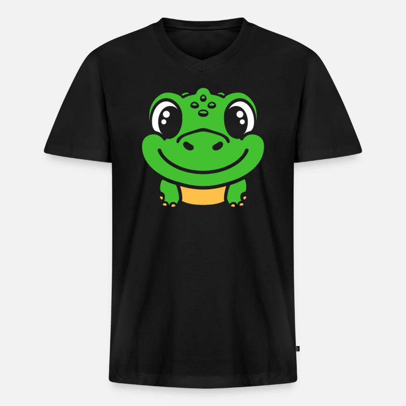 Krokodil - Männer Premium Bio T-Shirt mit V-Ausschnitt - Schwarz