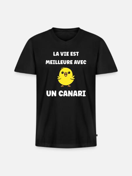 Humour Canari - T-shirt encolure en V Premium bio Homme - noir