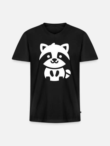 Raton laveur - T-shirt encolure en V Premium bio Homme - noir