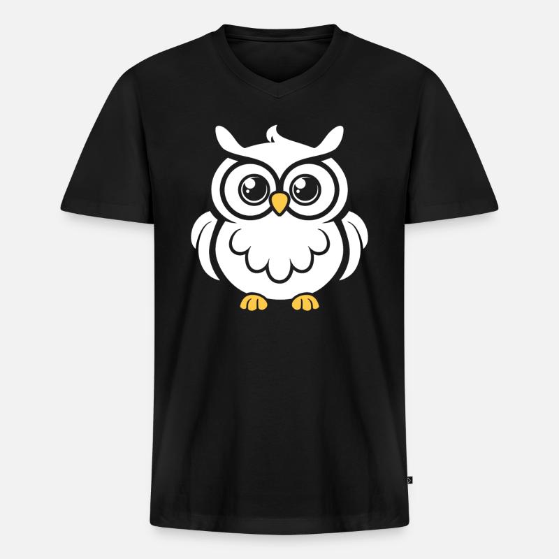 Eule - Männer Premium Bio T-Shirt mit V-Ausschnitt - Schwarz