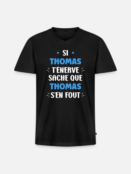 Thomas - T-shirt encolure en V Premium bio Homme - noir