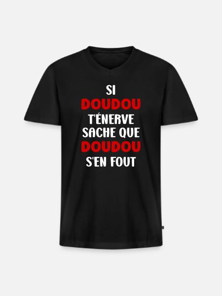 Doudou - T-shirt encolure en V Premium bio Homme - noir