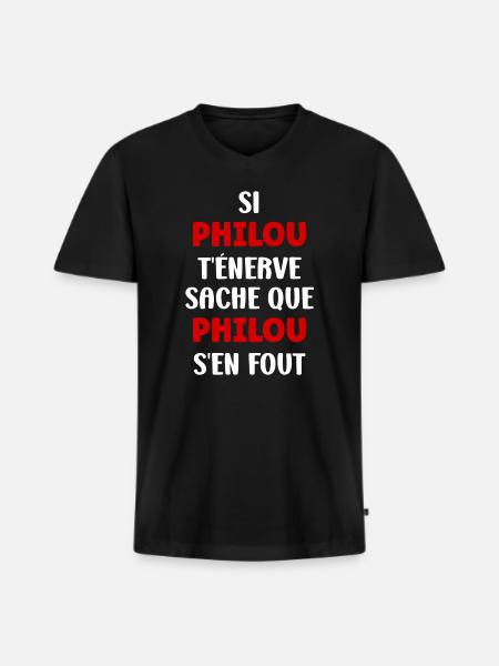 Philou - T-shirt encolure en V Premium bio Homme - noir
