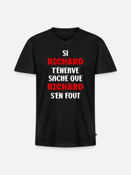 Richard - T-shirt encolure en V Premium bio Homme - noir