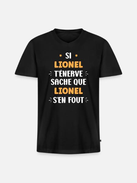 Lionel - T-shirt encolure en V Premium bio Homme - noir