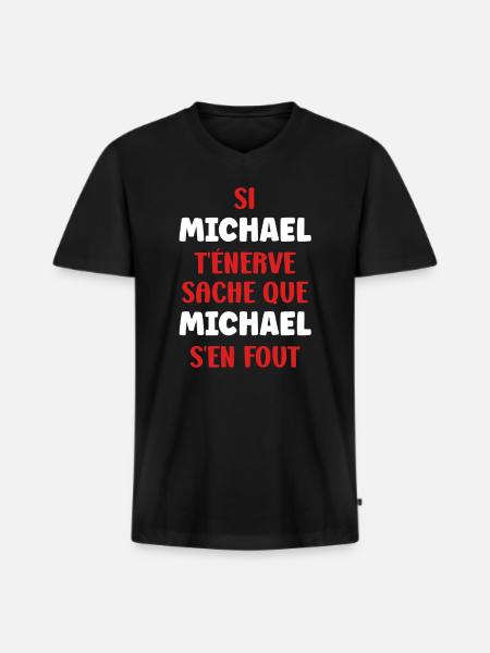 Michael - T-shirt encolure en V Premium bio Homme - noir