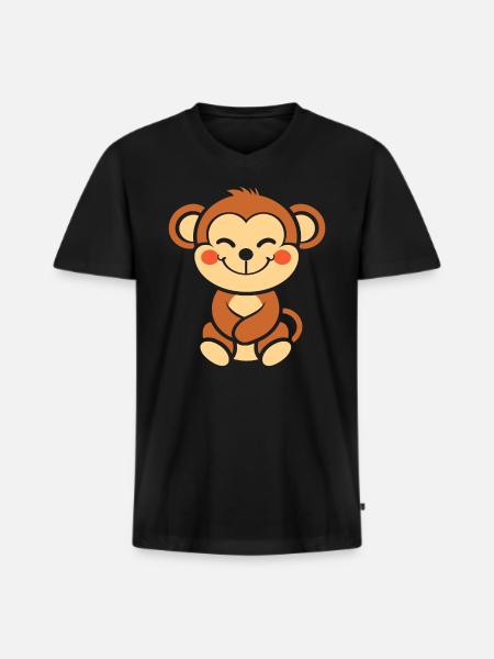 Saimiri - Men's Premium Organic T-shirt with V-neck - black
