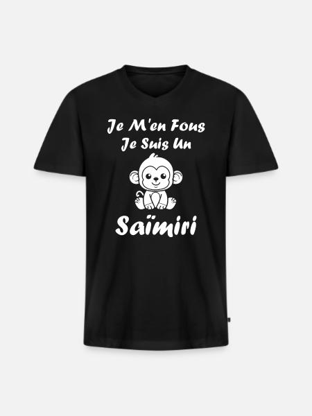 Singe Saïmiri - T-shirt encolure en V Premium bio Homme - noir