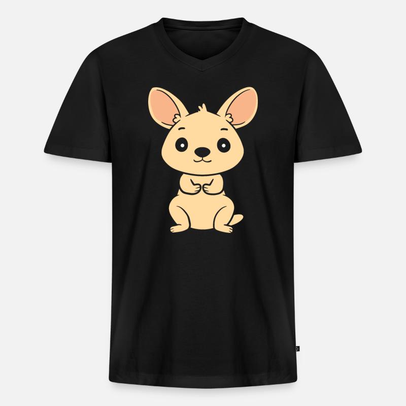 Wallaby - Männer Premium Bio T-Shirt mit V-Ausschnitt - Schwarz