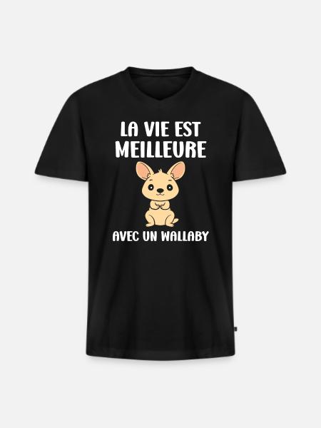 Wallaby - T-shirt encolure en V Premium bio Homme - noir