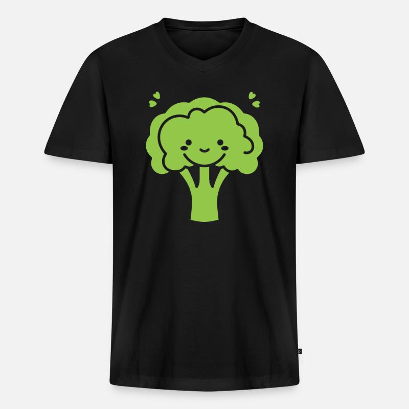 Brokkoli - Männer Premium Bio T-Shirt mit V-Ausschnitt - Schwarz