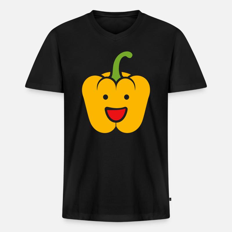 Pfeffer - Männer Premium Bio T-Shirt mit V-Ausschnitt - Schwarz