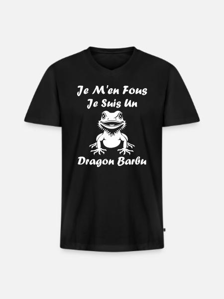 Dragon barbu - T-shirt encolure en V Premium bio Homme - noir