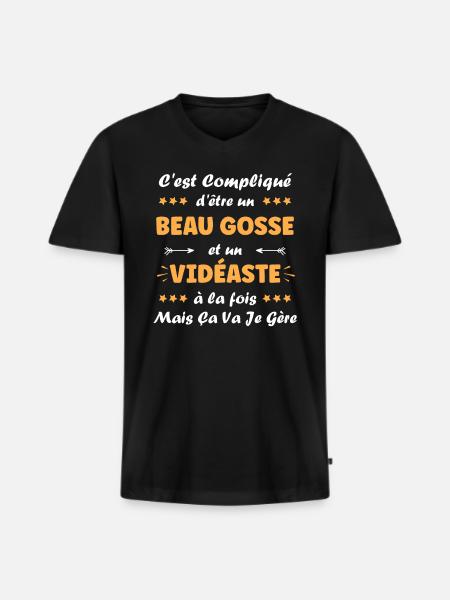 vidéaste - T-shirt encolure en V Premium bio Homme - noir