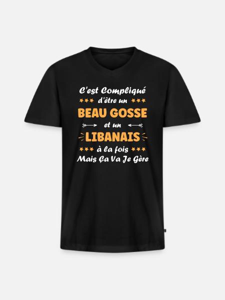 Libanais - T-shirt encolure en V Premium bio Homme - noir