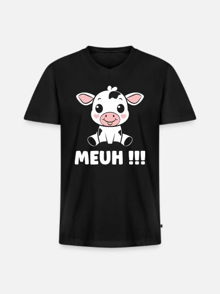 cow - Men's Premium Organic T-shirt with V-neck - black