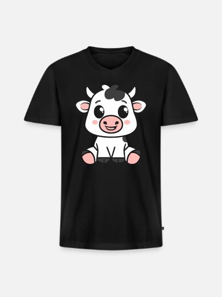 cow - Men's Premium Organic T-shirt with V-neck - black