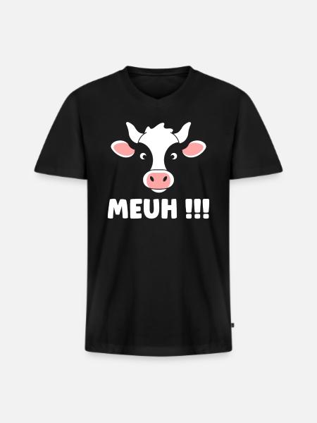 cow - Men's Premium Organic T-shirt with V-neck - black