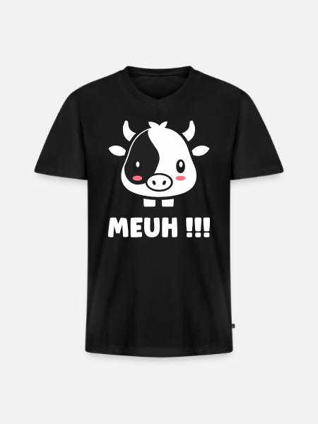 cow - Men's Premium Organic T-shirt with V-neck - black