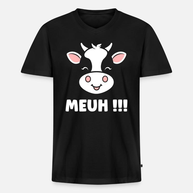 Kuh - Männer Premium Bio T-Shirt mit V-Ausschnitt - Schwarz
