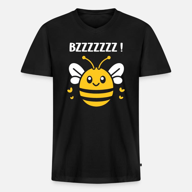 Biene - Männer Premium Bio T-Shirt mit V-Ausschnitt - Schwarz