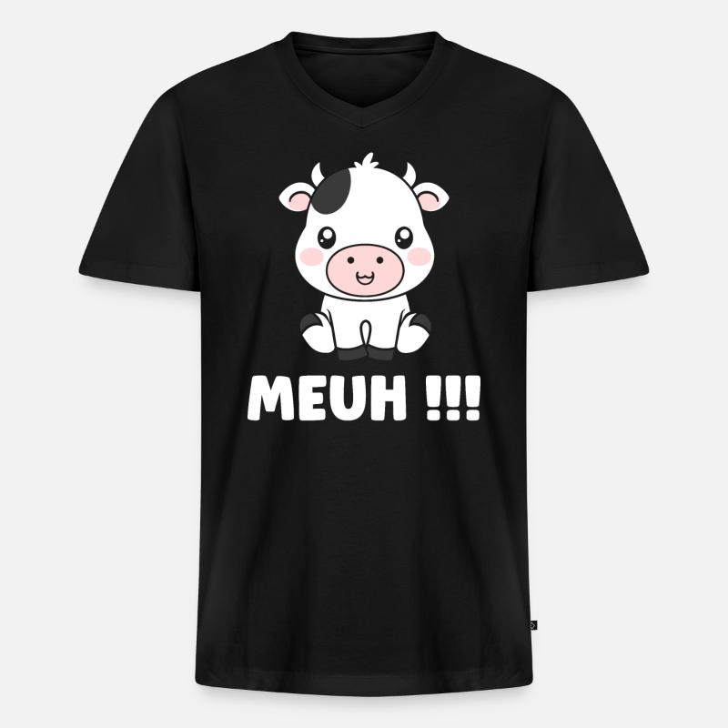 Kuh - Männer Premium Bio T-Shirt mit V-Ausschnitt - Schwarz