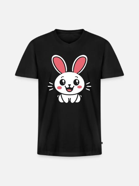 Petit bébé lapin - T-shirt encolure en V Premium bio Homme - noir