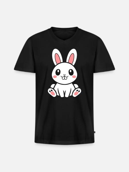 Petit bébé lapin - T-shirt encolure en V Premium bio Homme - noir