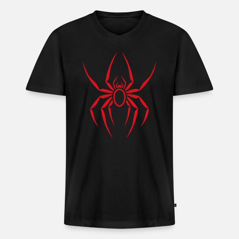 Spinne - Männer Premium Bio T-Shirt mit V-Ausschnitt - Schwarz