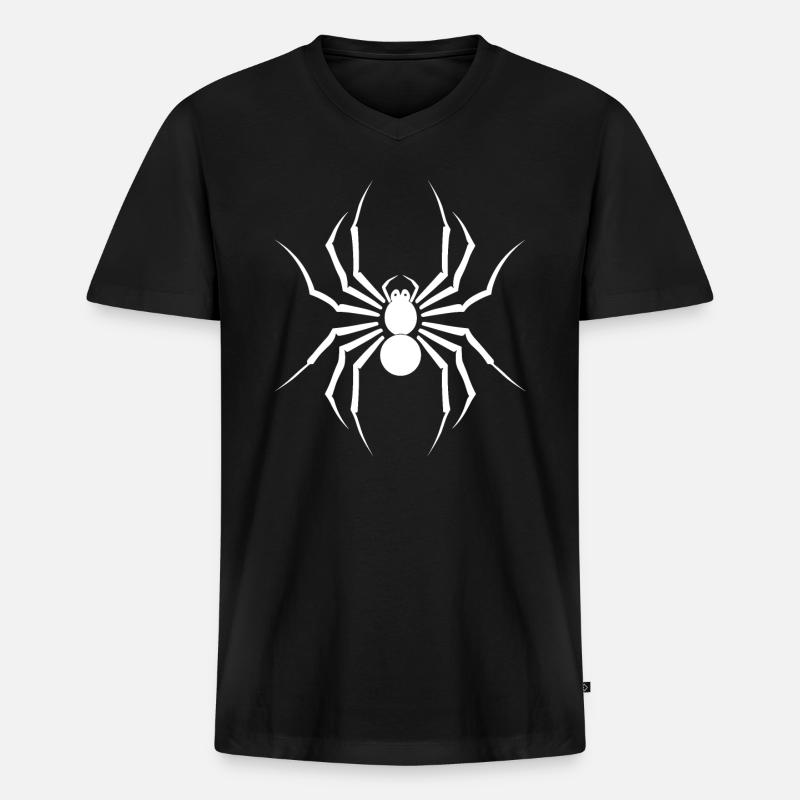 Spinne - Männer Premium Bio T-Shirt mit V-Ausschnitt - Schwarz