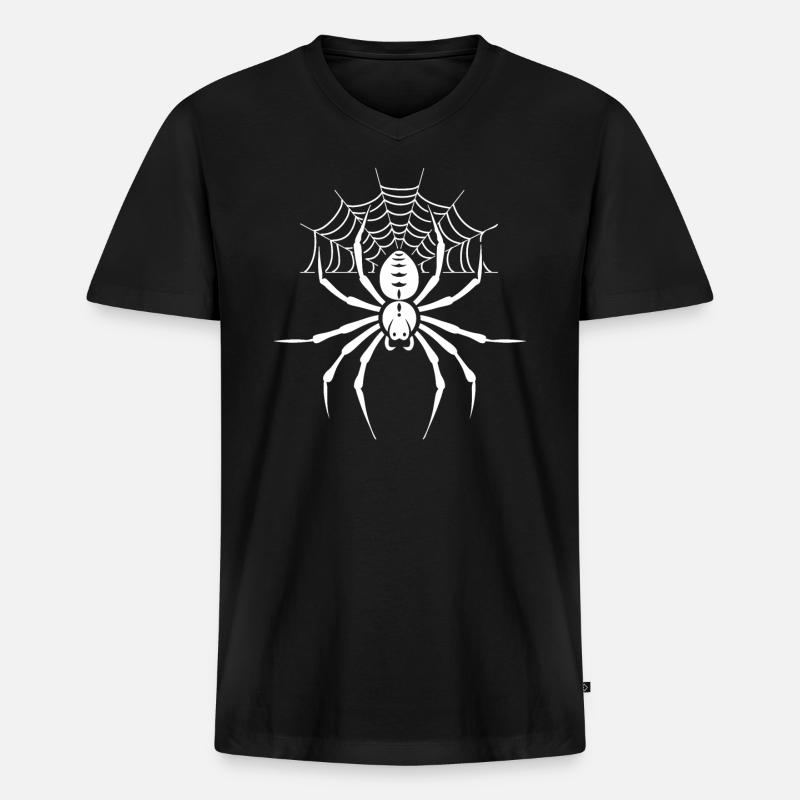 Spinne - Männer Premium Bio T-Shirt mit V-Ausschnitt - Schwarz