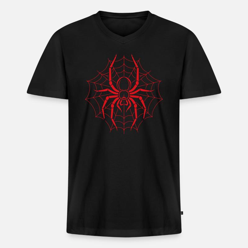 Spinne - Männer Premium Bio T-Shirt mit V-Ausschnitt - Schwarz