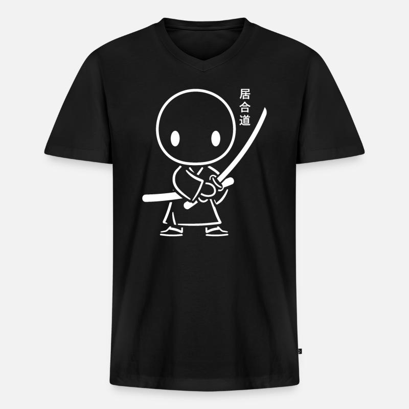 iaido - Männer Premium Bio T-Shirt mit V-Ausschnitt - Schwarz