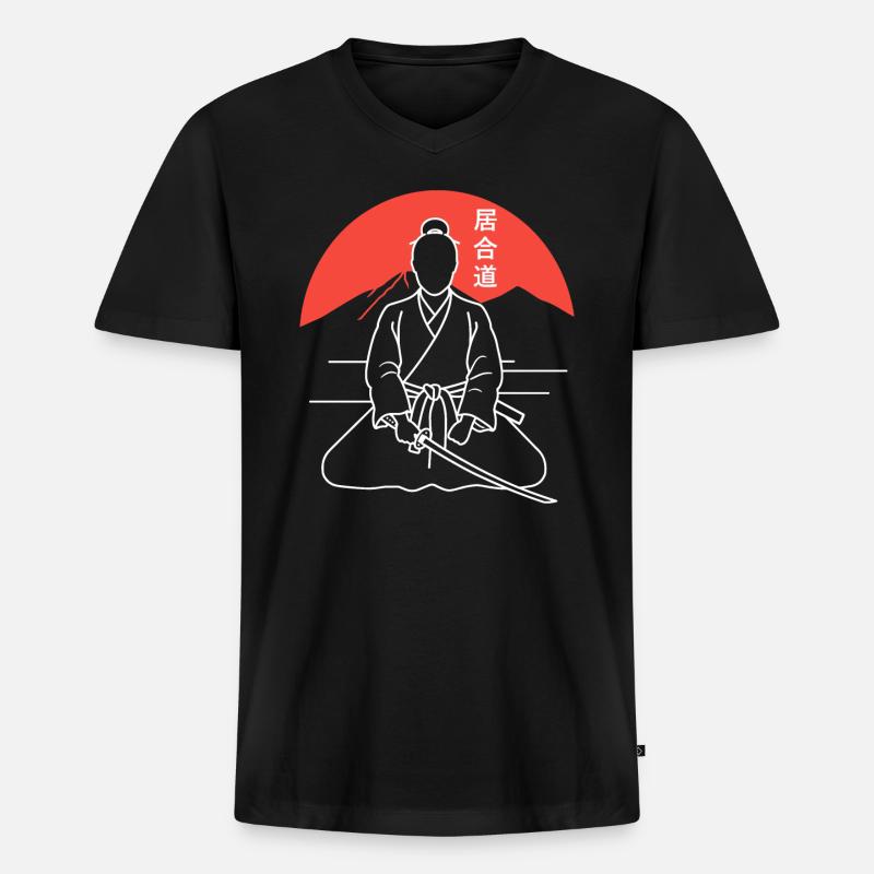 iaido - Männer Premium Bio T-Shirt mit V-Ausschnitt - Schwarz