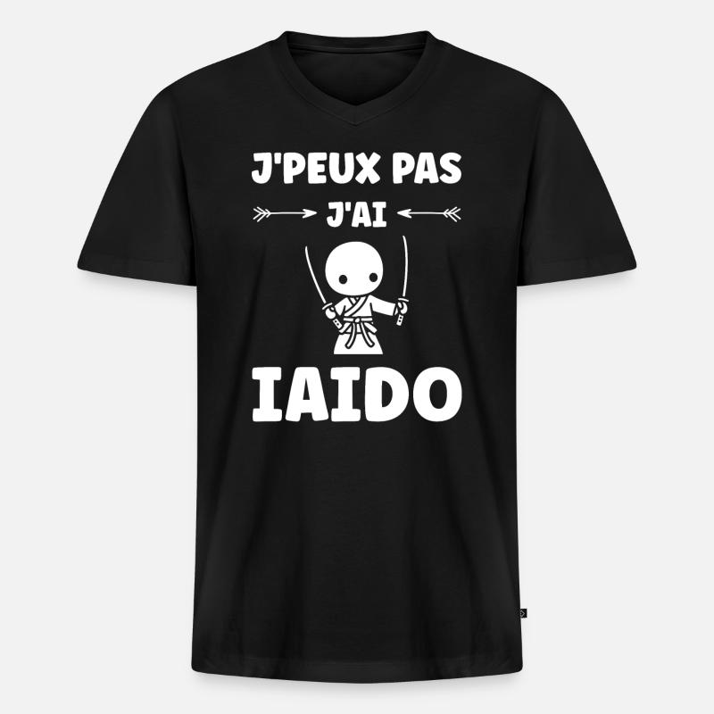 iaido - Männer Premium Bio T-Shirt mit V-Ausschnitt - Schwarz