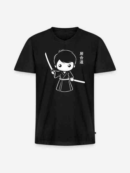 iaido - T-shirt encolure en V Premium bio Homme - noir