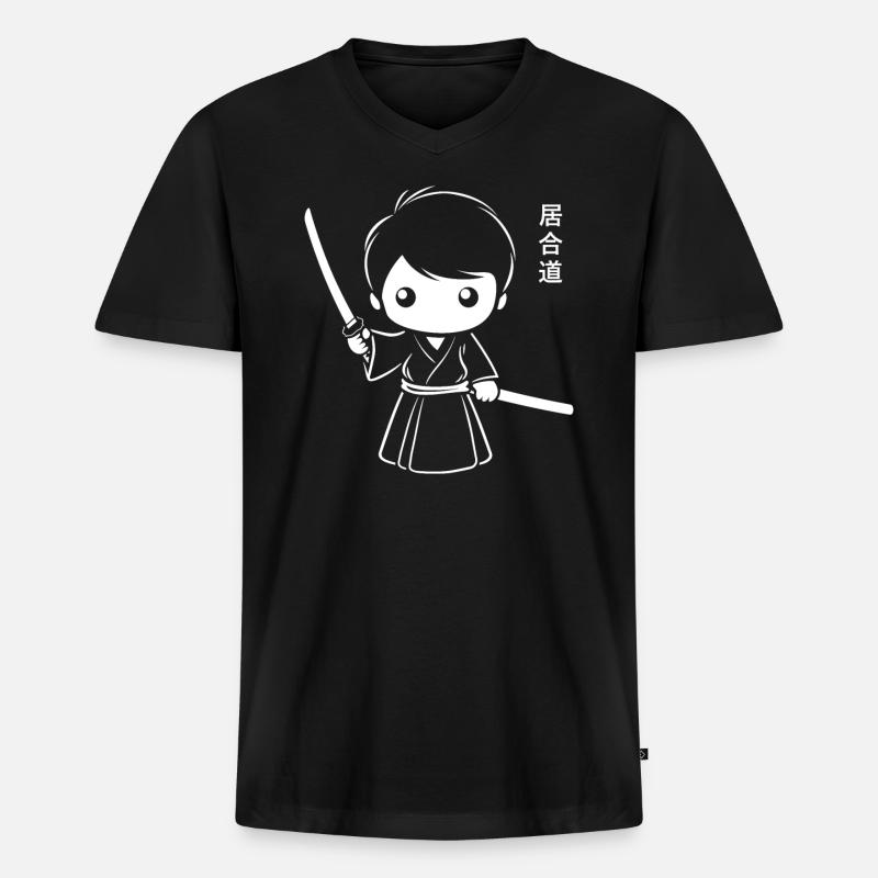iaido - Männer Premium Bio T-Shirt mit V-Ausschnitt - Schwarz