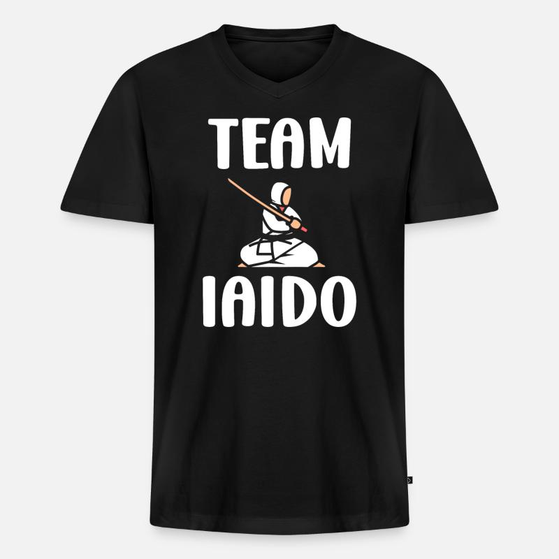 iaido - Männer Premium Bio T-Shirt mit V-Ausschnitt - Schwarz
