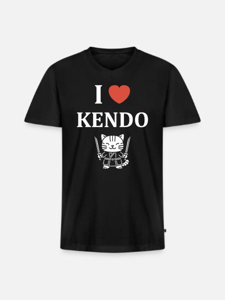 KENDO - Men's Premium Organic T-shirt with V-neck - black