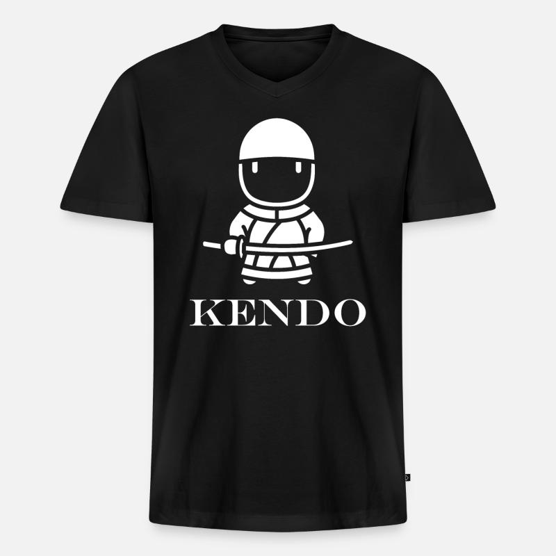 KENDO - Männer Premium Bio T-Shirt mit V-Ausschnitt - Schwarz