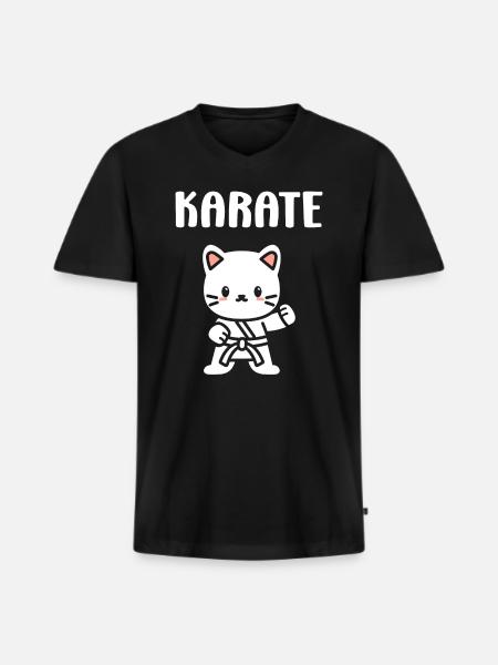 Karate - Männer Premium Bio T-Shirt mit V-Ausschnitt - Schwarz